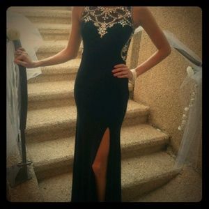 Long black sequin dress